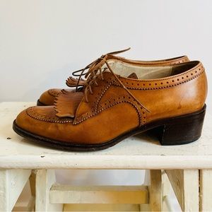 Vintage Bally kiltie loafers cognac brown leather